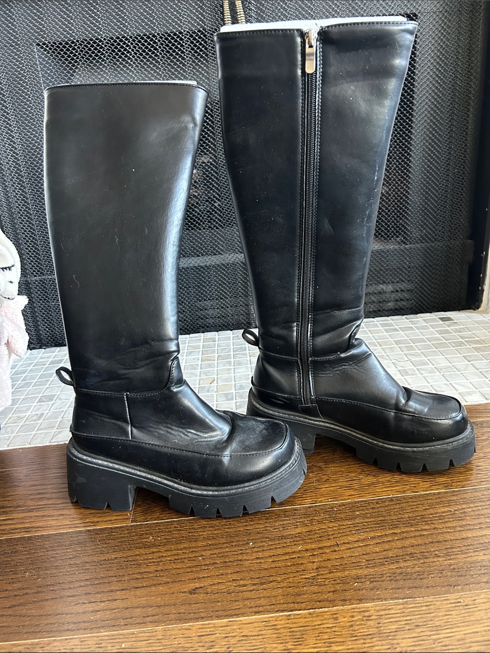 Black Tall Platform Boots - Women